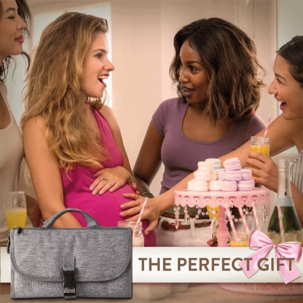 Solid Color Baby Changing Pad 3 in 1 Multifunctional Newborn Travel Changing Station with Wipes Pockets Foldable Stroller Bag