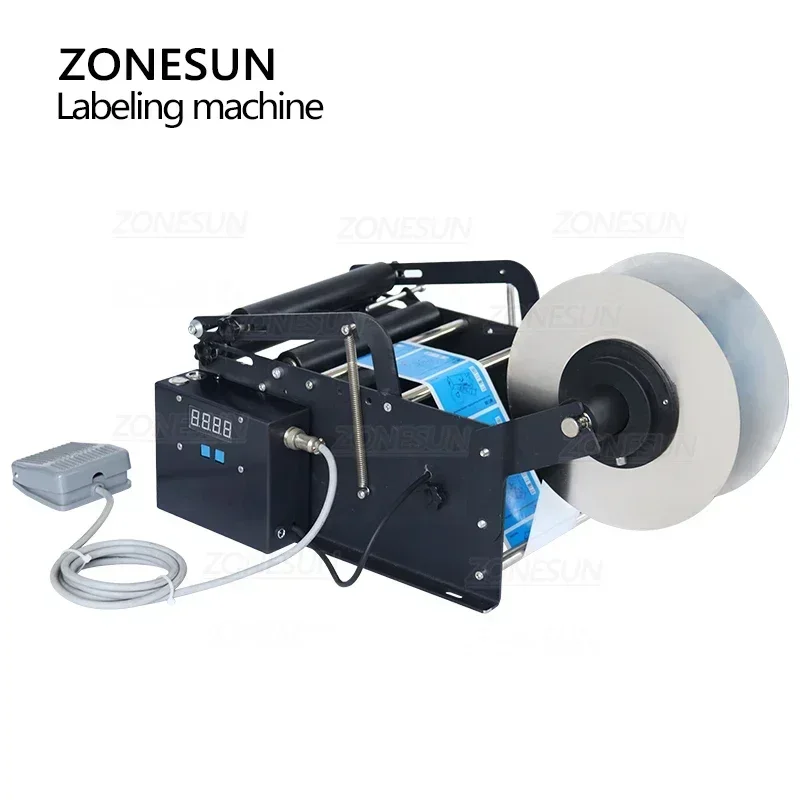 ZONESUN Semi Automatic Round Bottle Labeling Machine Stamp Dispenser Target Pasters Label Sticker Bottle Labeler ZS-TB16P 6