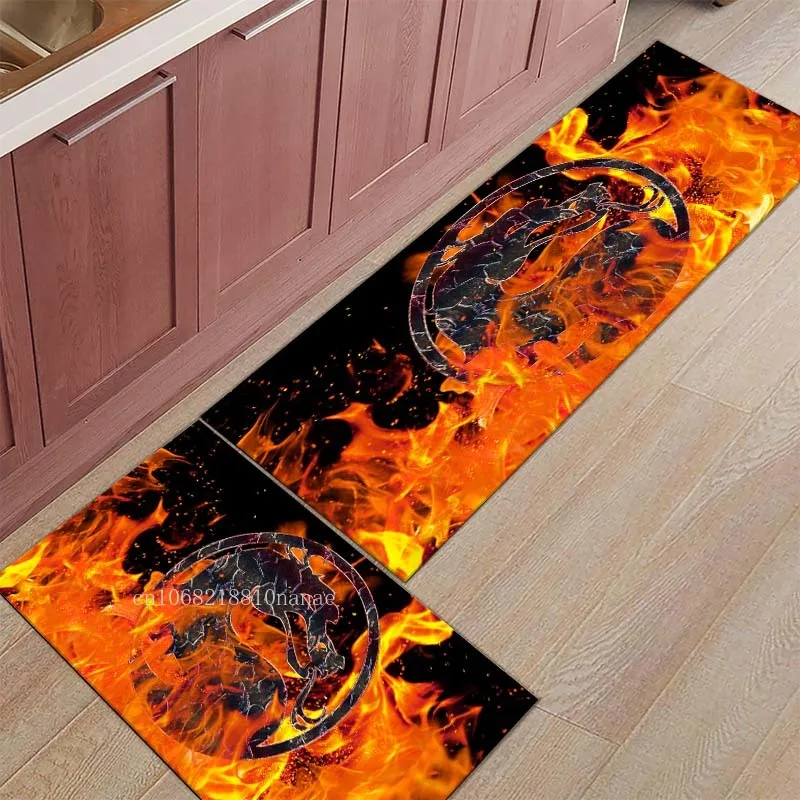 

Fire Volcano Fire Dragon Kitchen Mat Carpet Decoration Entrance Door Mat Anti-slip Bathroom Mat