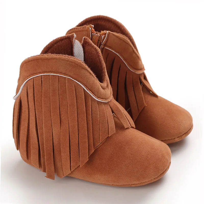 Fashionable Tassel Baby Boots for Boys and Girls Fashionable and Popular Western Denim Midsole Boots 0-18 Months Walking Shoes 2