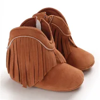 Fashionable Tassel Baby Boots for Boys and Girls Fashionable and Popular Western Denim Midsole Boots 0-18 Months Walking Shoes 2