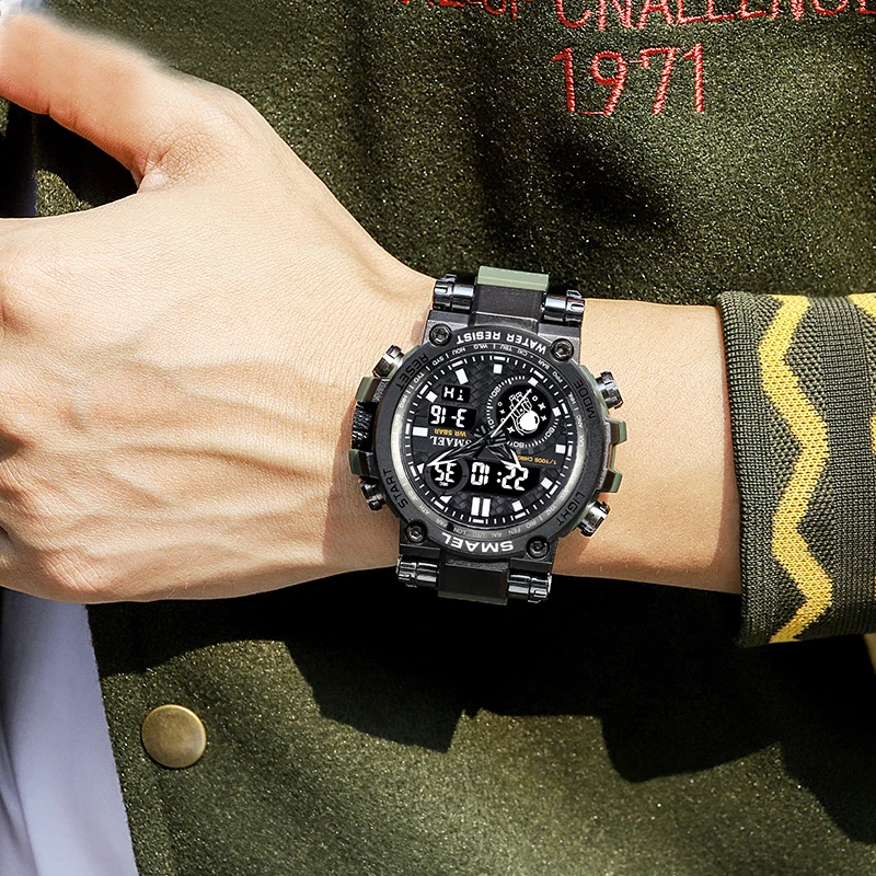 2023 Classic Brand Men for Sports Watch Dual Display Analog Digital LED Electronic Quartz Watches Waterproof Swimming Military