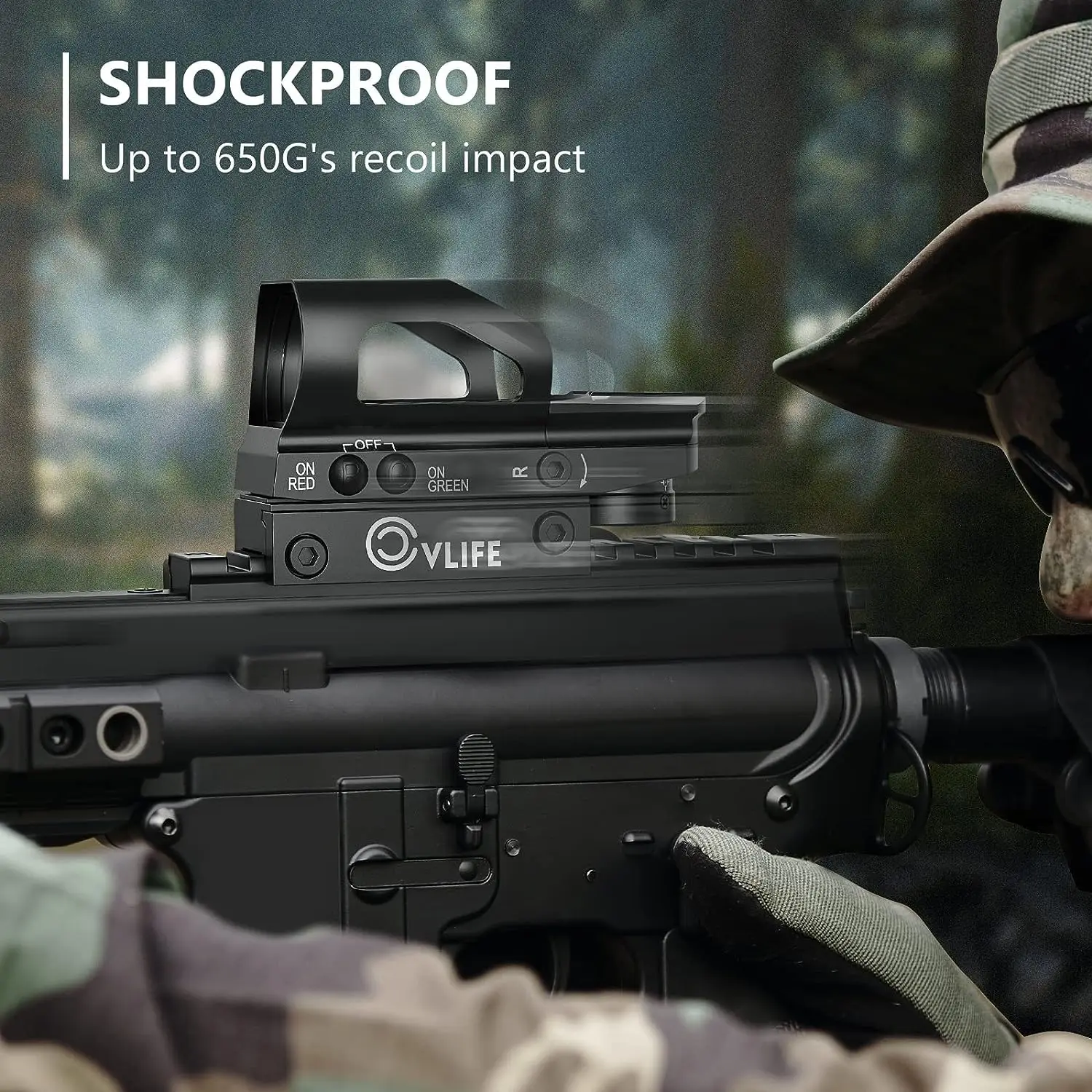 CVLIFE Red Green Dot Sight Fit Hundgun Setting Holographic 4 Adjustable Reticle Reflex Sight Brightness 20mm Rail Mount