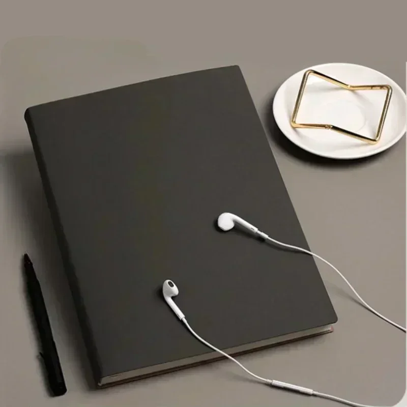 Leather Notebook 200 Pages A4 Thick Notebook Thickened Large Notebook Soft Leather Horizontal Line Diary School Supplies Stationery