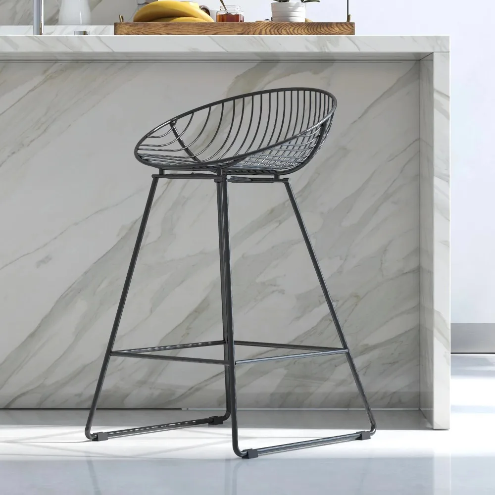 

Барный стул с металлической стойкой, черный барный стул 24 дюйма, для кухни, стулья, мебель