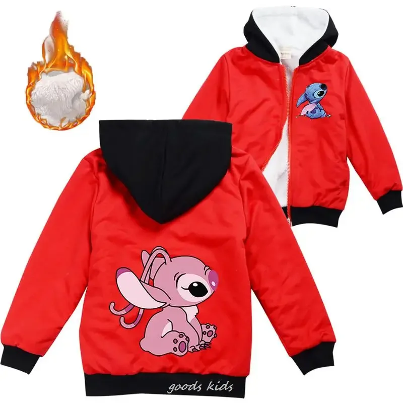 Kids Jackets Disney Stitch Youth Children Winter Jackets Girls Cotton Padded Kids Boy Jacket Warm Outerwear Autumn Casual Kids Coats Winter