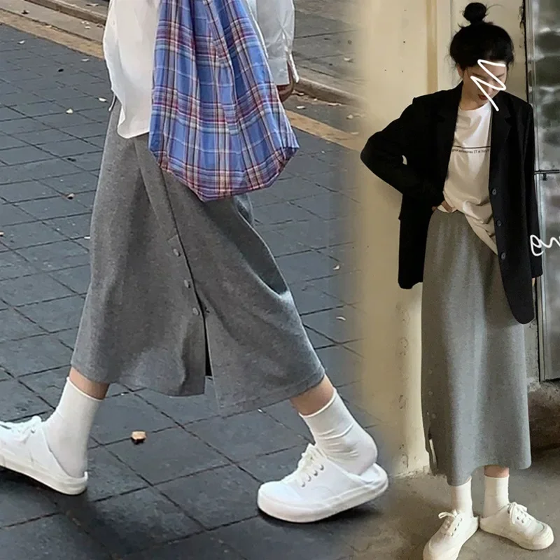 Spring New Design Loose Maternity Skirt Midi Length Side Split Comfortable Maternity Half Skirt for Pregnant Women