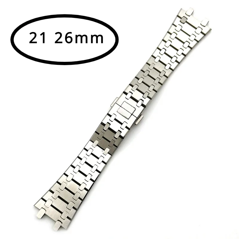 

21mm 26mm Watches MEN Accessories 316L Stainless Steel Bracelet for AP 15400 Audemars Piguet Royal Oak Strap Silver Watch Band