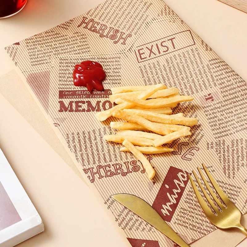 50/100pcs Oil Proof Wax Paper for Food Baking Barbecue Burger Fries Bread Baking Paper Plate Mat supplies