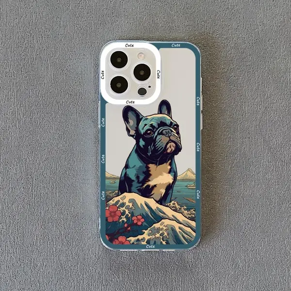 Dog Sea Wave Clear Transparent Phone Case Cover