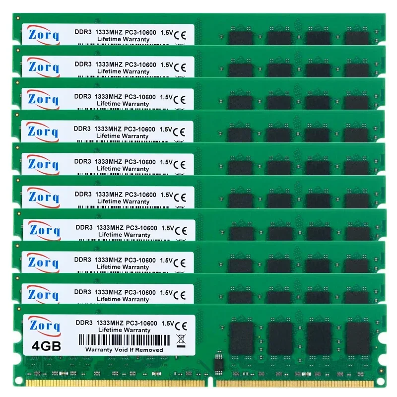 10PCS 세트 DDR3 4GB 8GB 1333Mhz 1666Mhz PC3-10600 DIMM 데스크탑 PC RAM 240 핀 1.5V NO..