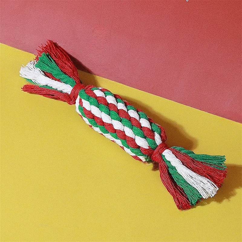 Simpatico cucciolo di Natale regalo interattivo giocattolo da masticare stridulo con corda di cotone nodo molare morso giocattolo per cani divertente forniture per animali domestici per Natale
