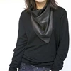 Womens Fashion Long Shawl Winter Warm Large Scarf Faux Leather Triangle Scarf Hijab Headscarf Covering Headwraps 3