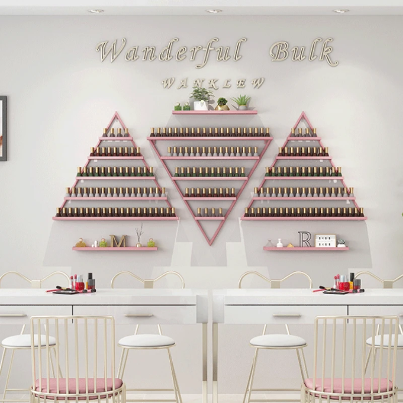 Iron Art Manicure Shelf Manicure Rack Display Rack Net Nail Polish Oil Shelf Hanging Wall Nail Polish Rack Wall Display Triangle 3