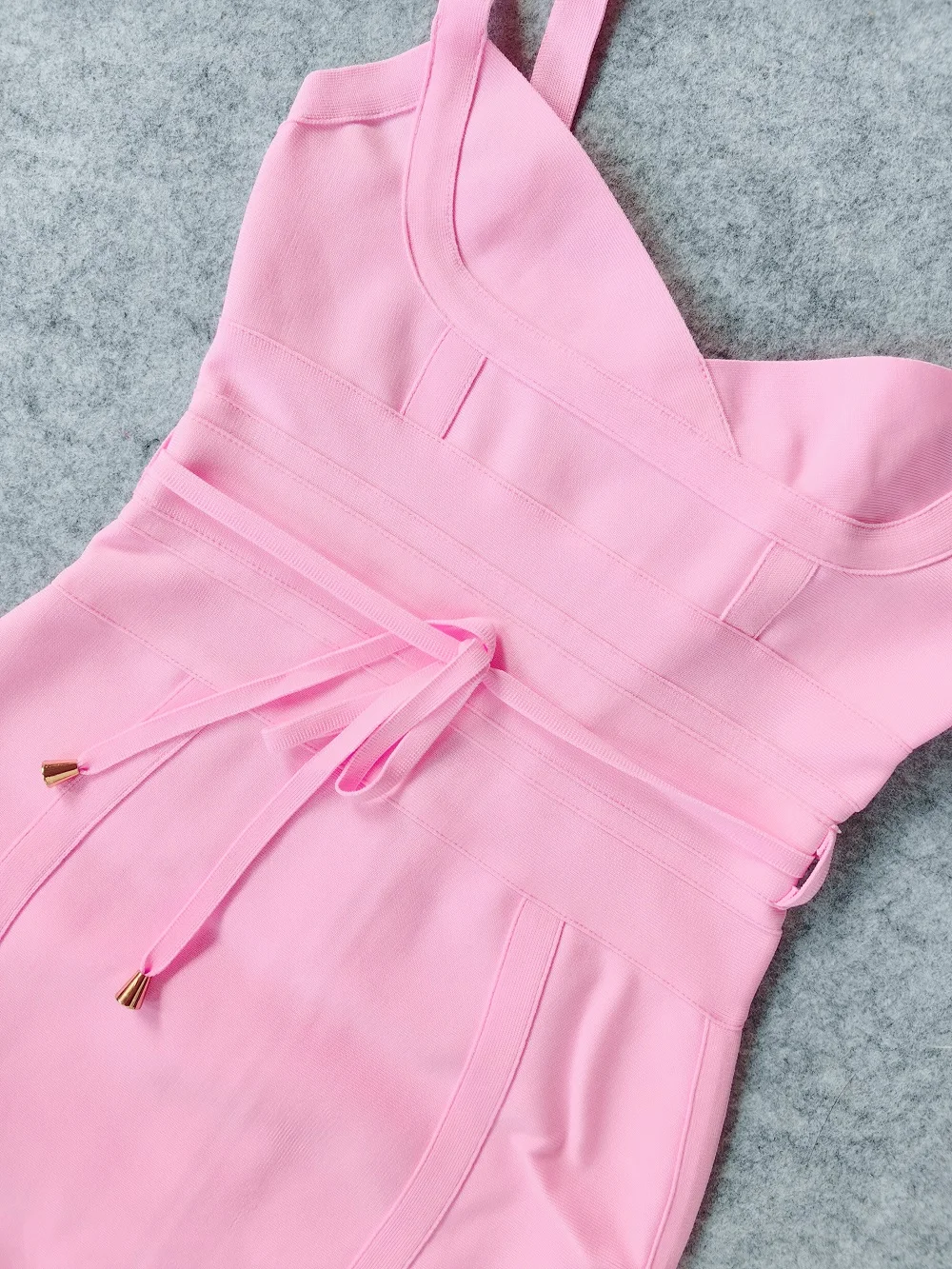 BEAUKEY Luxury Woman Evening Bandage Pink Dress Belt Bustier