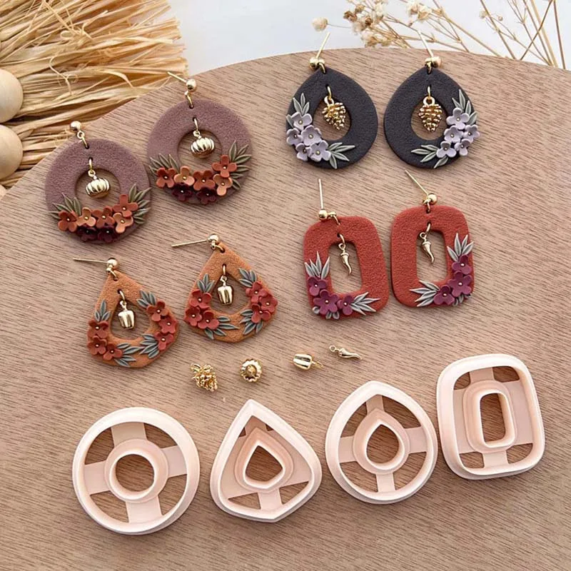 Polymer Clay Cutter Basic Donut Polymer Clay Cutters Earring Cutter Fall Autumn 14K Gold Plated Charms Polymer Clay Tools Charms polymer clay cutter