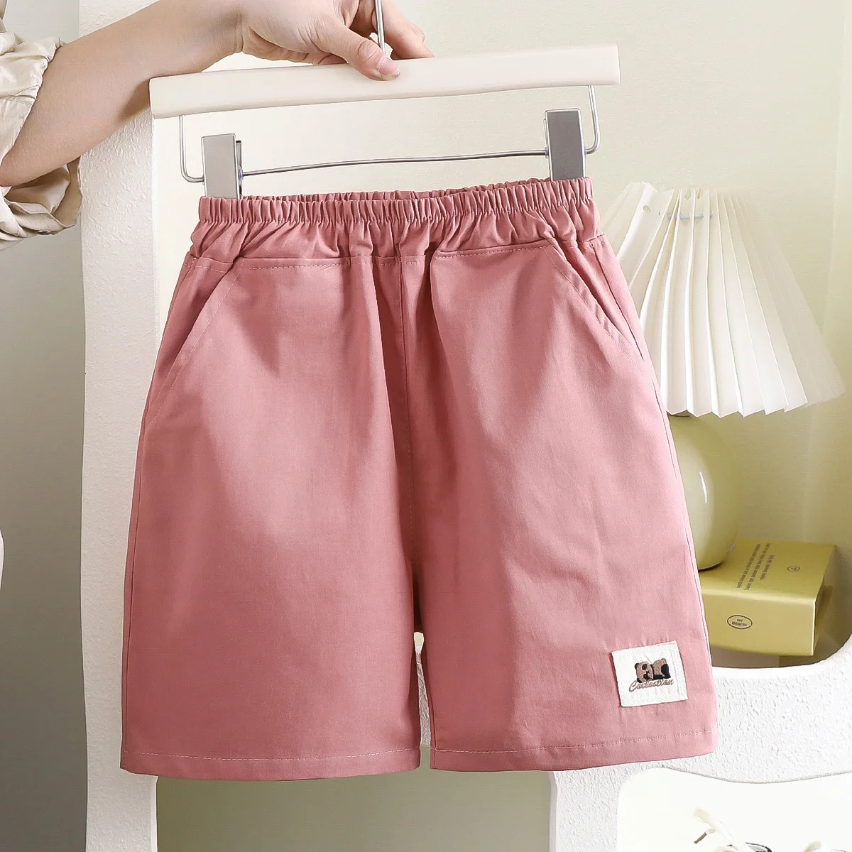 UNITIM Summer Kids Boys Shorts Solid Cotton Thin Elastic Waist Versatile Children Boys Shorts Pocket Cool Toddler