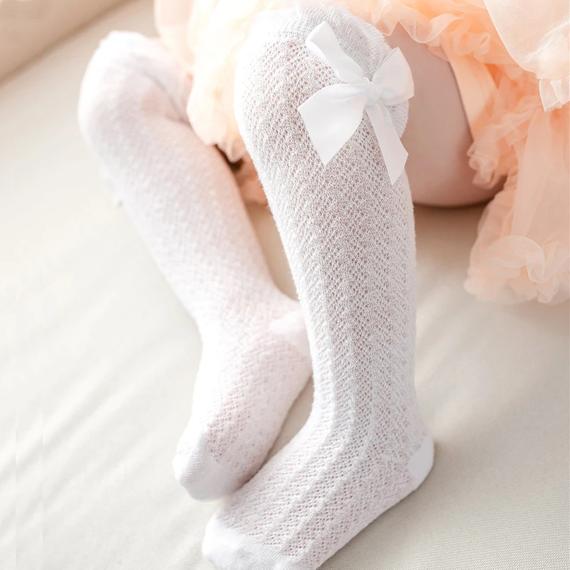 CH Baby Child Todder Kids Girls Princess Bowknot Socks Big Bow Knee High Long Soft Warm Cotton Lace Baby Socks