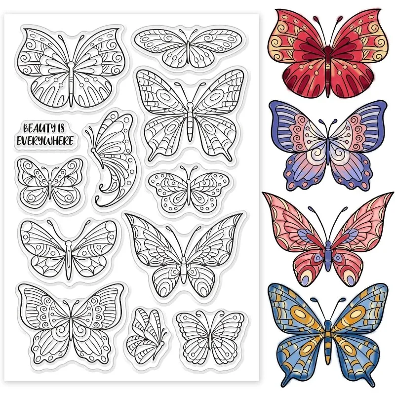 Clear Stamps Butterfly Silicone Transparent Rubber PVC Plastic for Spring Crafts