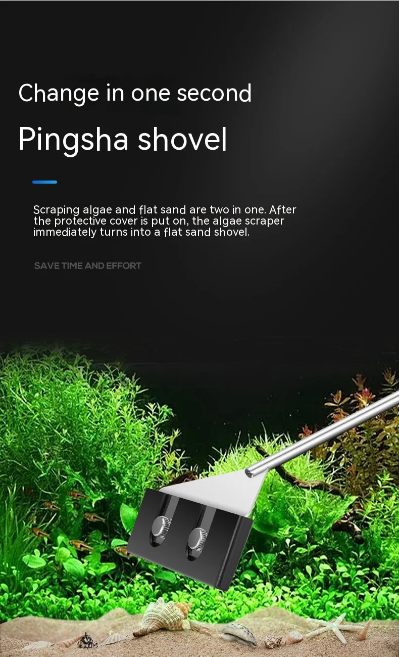 Aquarium Fish Tank Cleaning Tool Flat Sand Algae Removal Dual-use Glass Algae Removal Scraper Household Cleaning with 5 Blades
