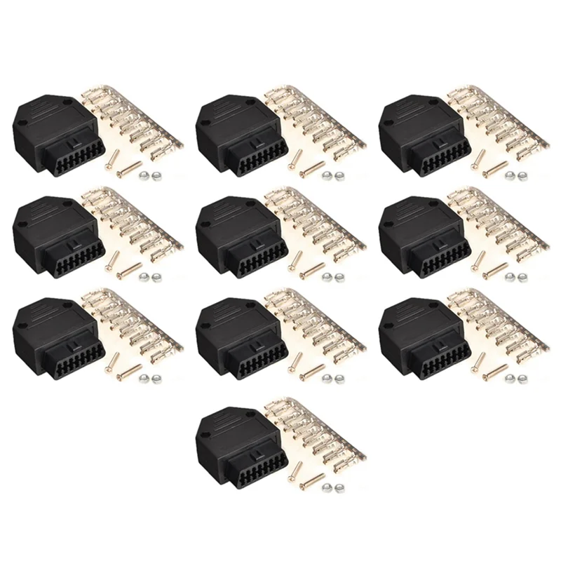 

10X OBD2 OBD II 16 Pin Connector Socket Diagnostic Tool Adapter OBD Connector + Enclosures + Terminal + Screws