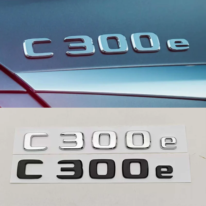 신형 3D ABS 크롬 블랙 자동차 스타일링 로고 C300e C300de 배지 리어 트렁크 엠블럼 스티커 데칼 메르세데스 벤츠 C300e C300de W206용