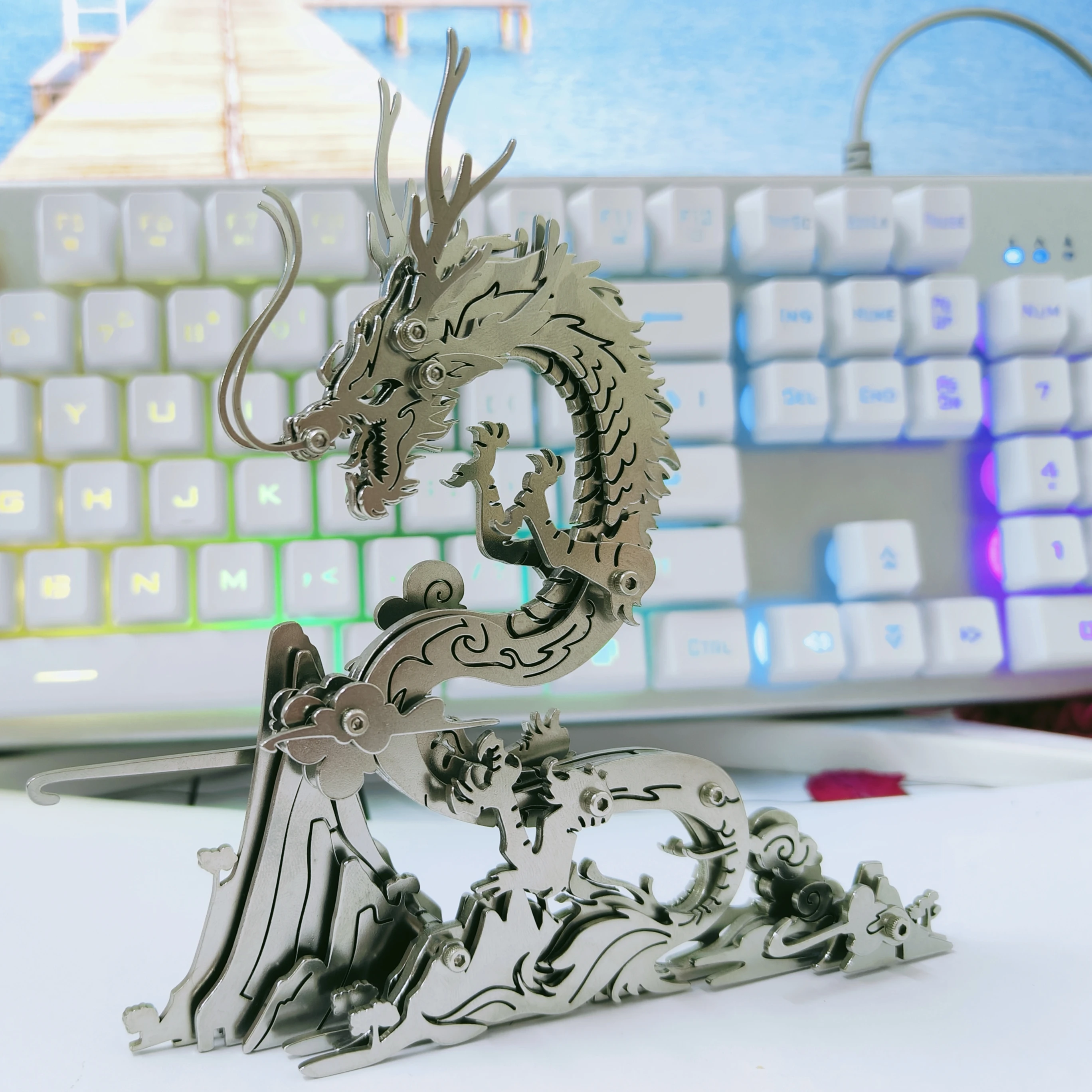 Steel MOKR 3D Metal New Puzzle Chinese Dragon Four Great God Beast DIY Gift And Toys Puzzle For Kids Adults Learning Education 4