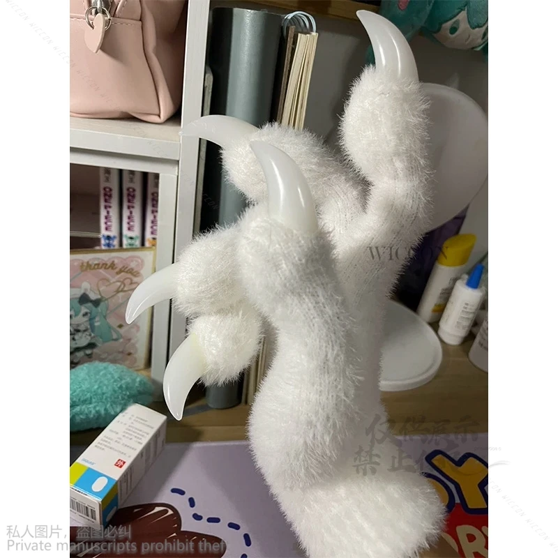 Cosplay Gloves Anime A Pair Wolf Dog Foxs Kigurumi Paw Claw Costume Accessories Animal Furry Full Finger Halloween Fursuit Adult