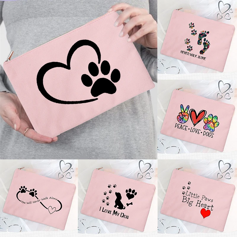 

Dog Paws Makeup Bag Women Cosmetic Case Travel Toiletries Organizer Female Lipstick Storage Cases Kawaii Pencil Bags Best Gifts