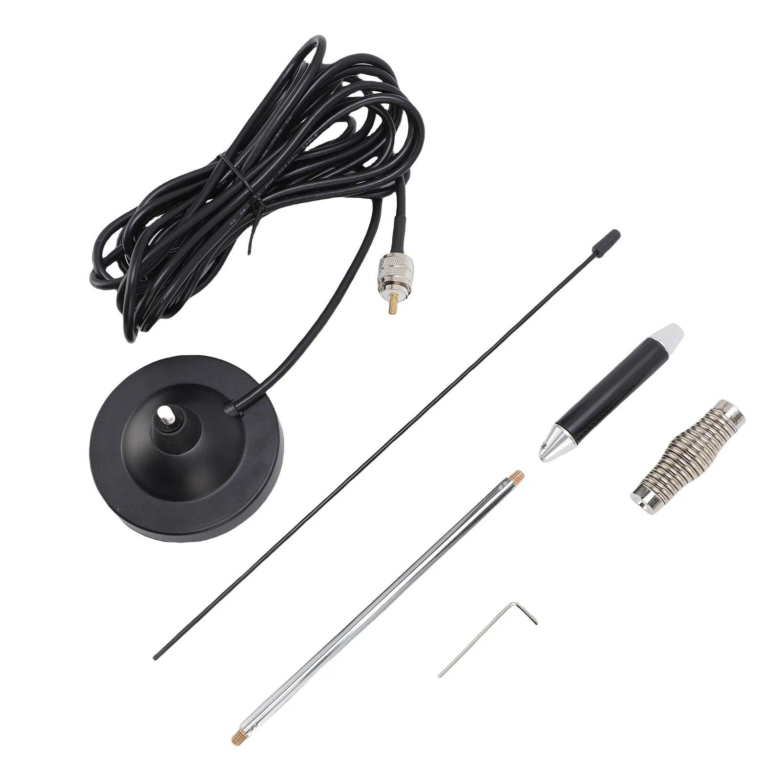 26-28MHz 26.37in CB Antenna Kit with Heavy Duty Magnetic Mount and Spring for Cars Trucks Mobile Base Stations CB Antenna Kit
