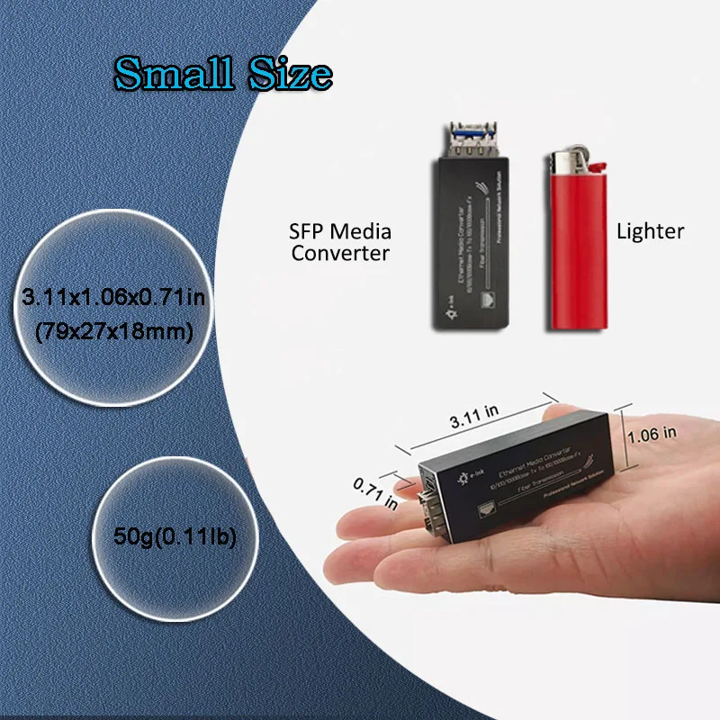 마이크로 미니 기가비트 SFP 미디어 컨버터, IP 이더넷 파이버 컨버터, SFP 파이버-RJ45 광 미디어 컨버터, 10 100 1000Mbps,LC