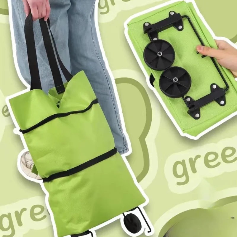 Portable Grocery Cart Folding Shopping Cart Portable Home with Wheels Delivery Small Trailer Kitchen
