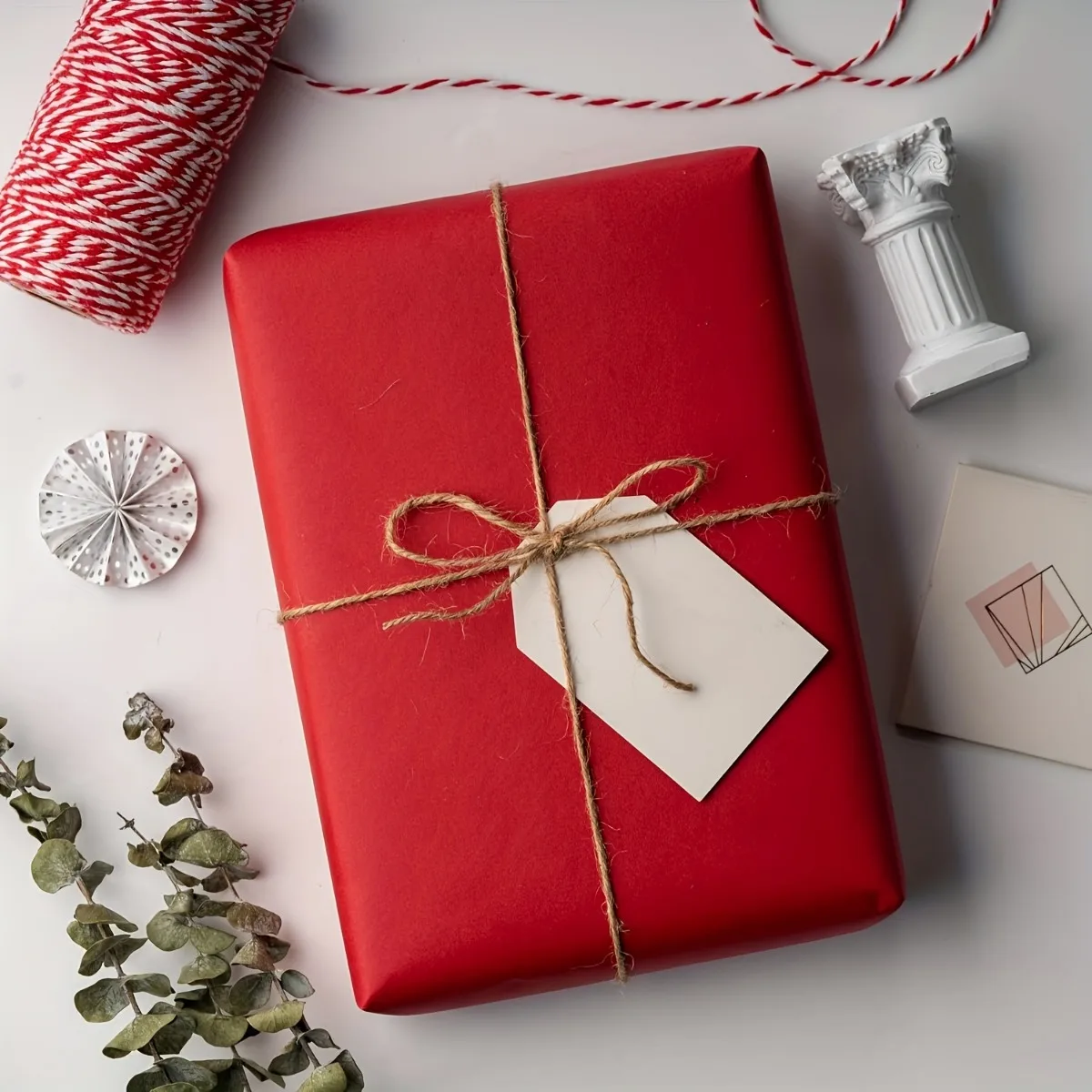 1 Roll Gift Wrapping Paper Roll Red Kraft Packing Paper Solid Color For Bouquet Supplies, Flower Paper, Gift Packaging Paper