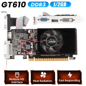 GT610 Video Graphics Card 810MHZ DDR3 1/2GB Gaming Card HD VGA DVI Interface Replacement Accessories for Computer Desktop Game 1