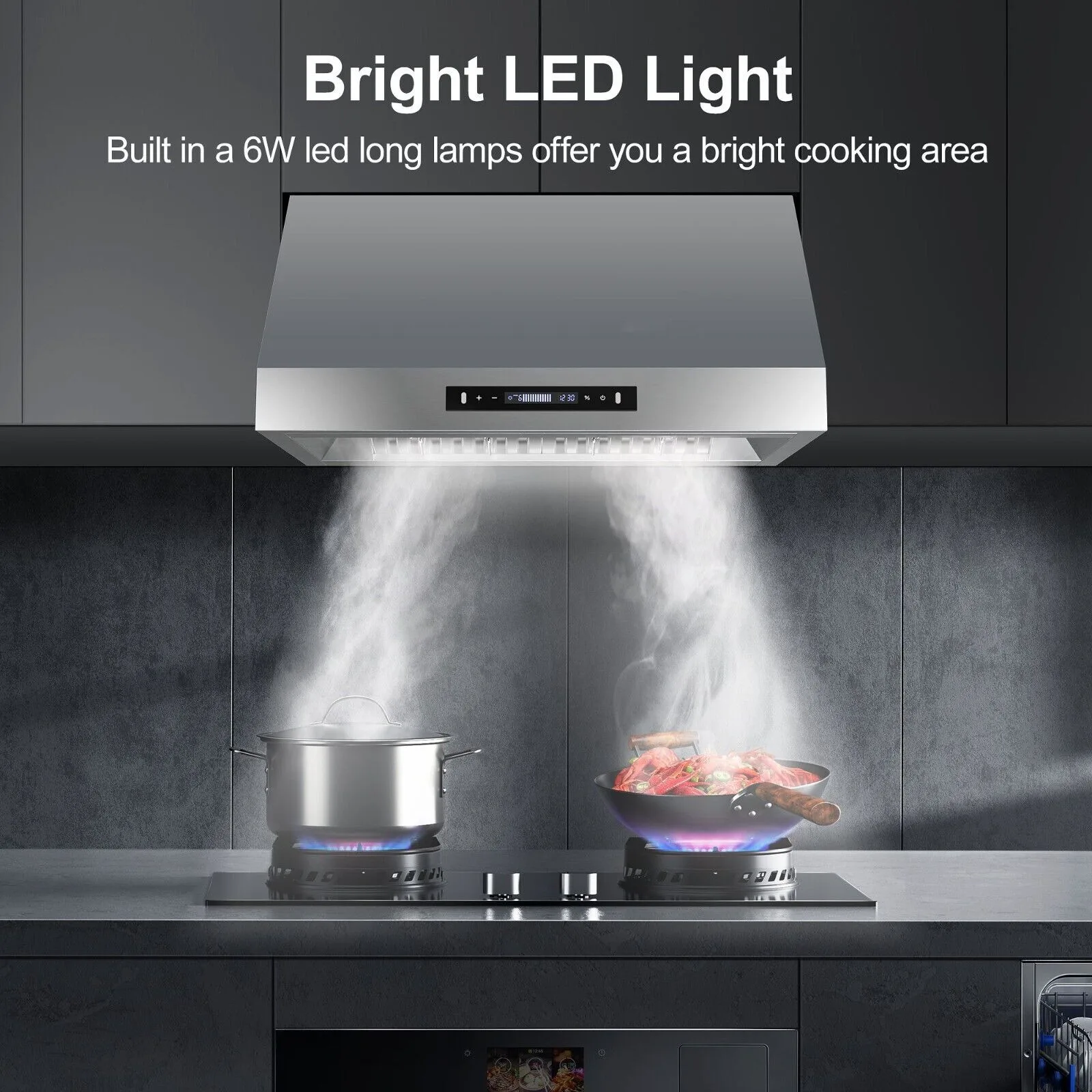 900CFM 30 inch 9-Speed Vent with Led Bulb Dishwasher Clean Filter Under Cabinet Range Hood 6
