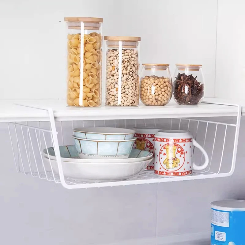 

Hanging Net Basket Metal Iron Storage Rack Large Capacity Hanging Under Cabinet Wall Wardrobe Storage Basket Kitchen Tools