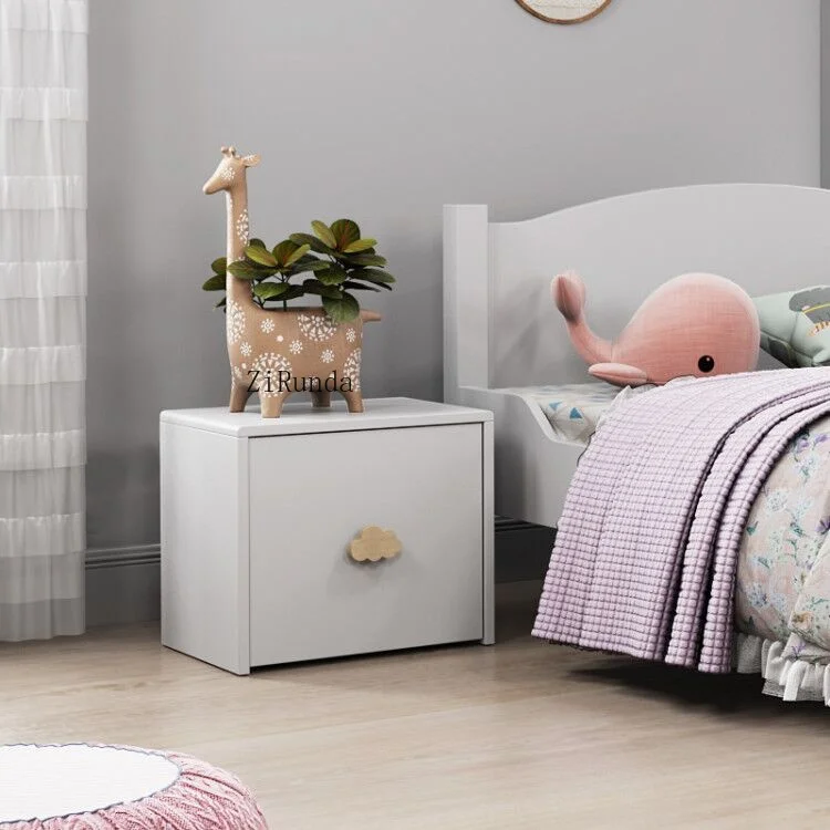 /Bedside Table Simple Solid Wood Cabinet Cute Cloud Bedside Cabinet Children's Locker