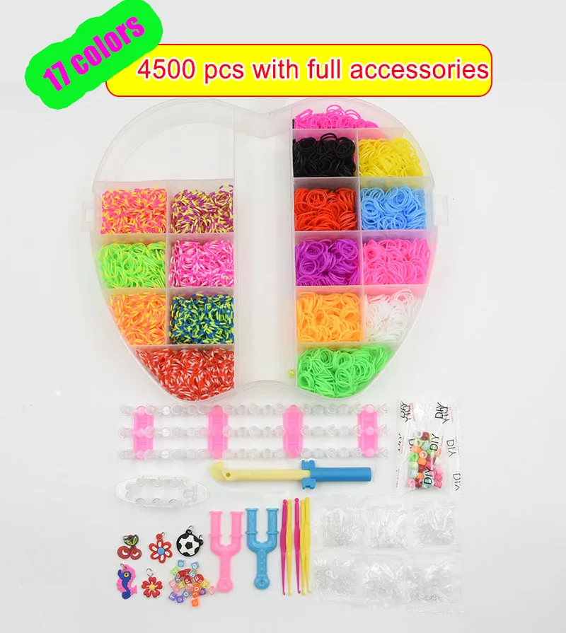 Box Packed! Rubber Bands Weaving Set DIY Toys Loom Craft Kid Bracelet Braid Silicone Elastic Weave Bands Gifts for Girls 2