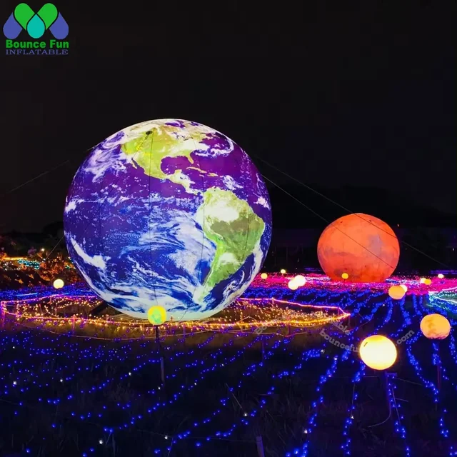 For Party Decoration 2024 Giant Inflatable Moon Earth Balls Led Planet Balloons 9 Solar System Sun Jupiter Saturn Mars Venus 6