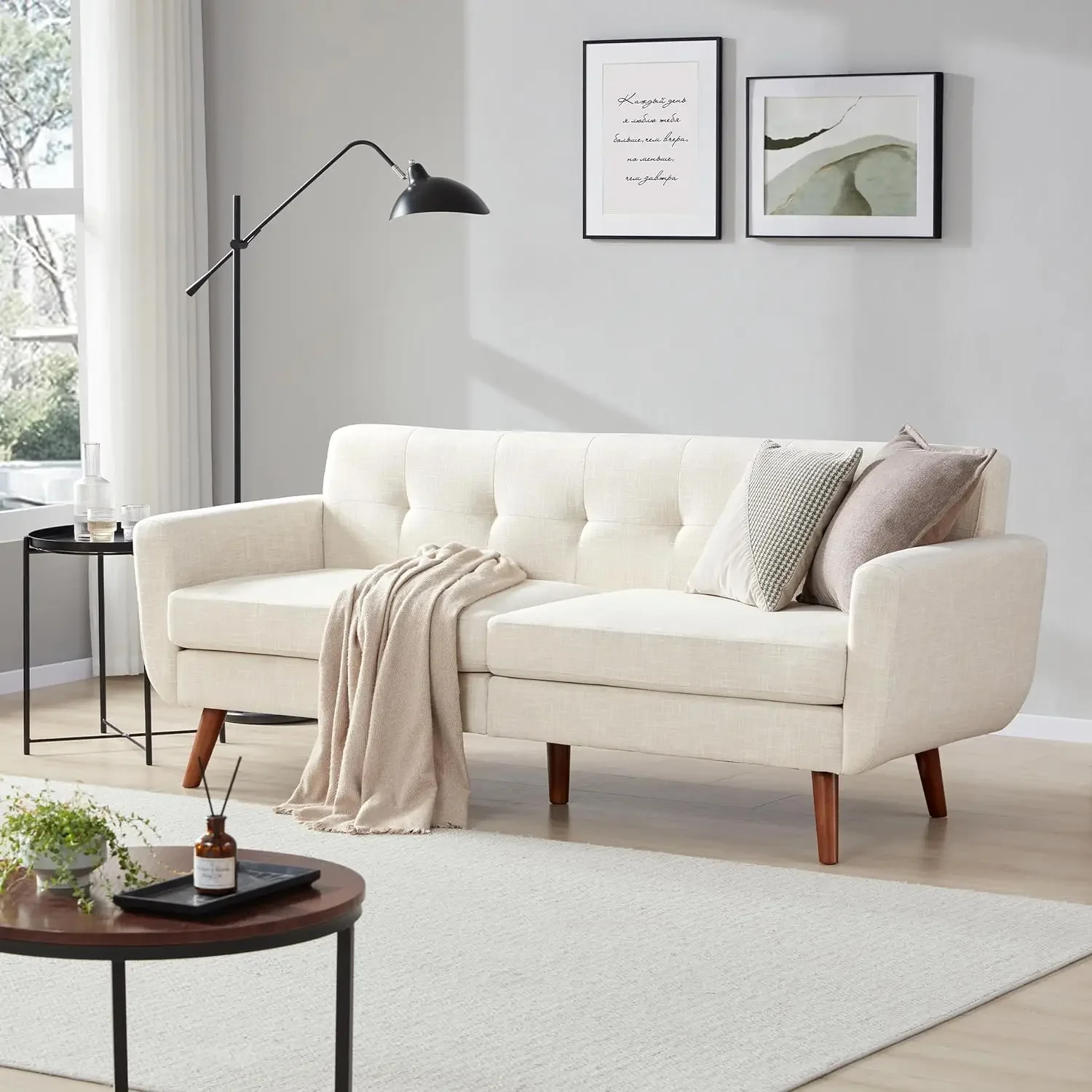 

Loveseat Sofa, Mid Century Modern Decor Couches For Living Room,Small Lazy Sleeper Couch,Solid And Easy To Install Furniture