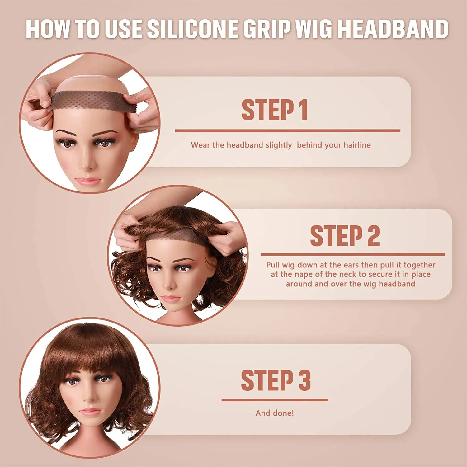 2 Pieces Silicone Grip Wig Band Adjustable Silicone Wig Headband Fix  Non-slip Wig Bands Seamless Wig Band Wig Grip Band