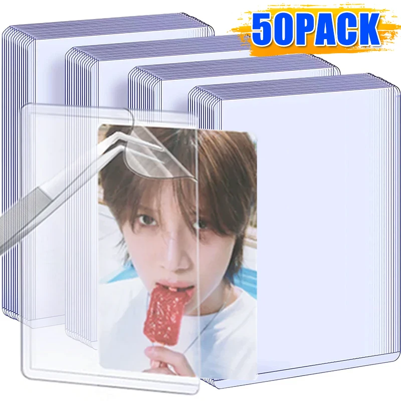 1/25/50Pcs Transparent Korean Kpop Card Sleeve with Protective Film Clear Card Holder Idol Photo Game Toploaders Cover 35PT