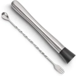 Premium Stainless Steel Cocktail Muddler & Mixing Spoon Set for Crafting Exquisite Mojitos and Fruit Cocktails (1)
