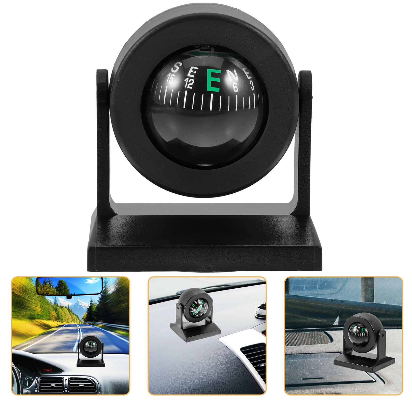

Car Guide Ball Compass Dash Mount Bracket Dashboard Decoration Vehicle Navigation Abs For Direction Boat Solar