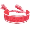 Boho tissé broderie amour poignet tricoté Bracelets d'enveloppement corde à la main tissage tressé glands ethnique femmes hommes bijoux