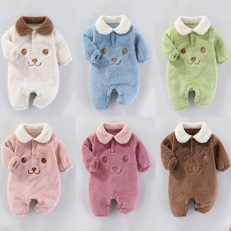 Newborn Baby Clothes Spring Autumn Infant Jacket for Boy Flannel Bodysuit for Girls Soft Bebe Romper Baby Clothes 0-12 Month