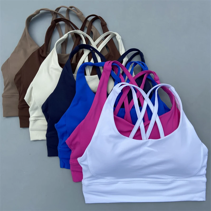 Cross Straps Sports Bra Women Gym Sports Top High Support Fitness Bralette Yoga Vest Push Up Running Underwear With Chest Pad 4