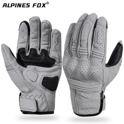 Vintage Gray Waterproof Leather Motorcycle Gloves - Full Finger Protection - M (ERG - 06 Gray)