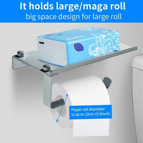 

Steel Bathroom Toilet Paper Holder Wall Mount Tissue Rack Organizer Anti-drop for Restaurant Dormitory Stainless