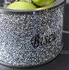 Crystal Glass Biscuit Container Jar Tin with Lid Kitchen Counter Storage Silver Trimmings Crystal Filled Decorative Storage Box 4